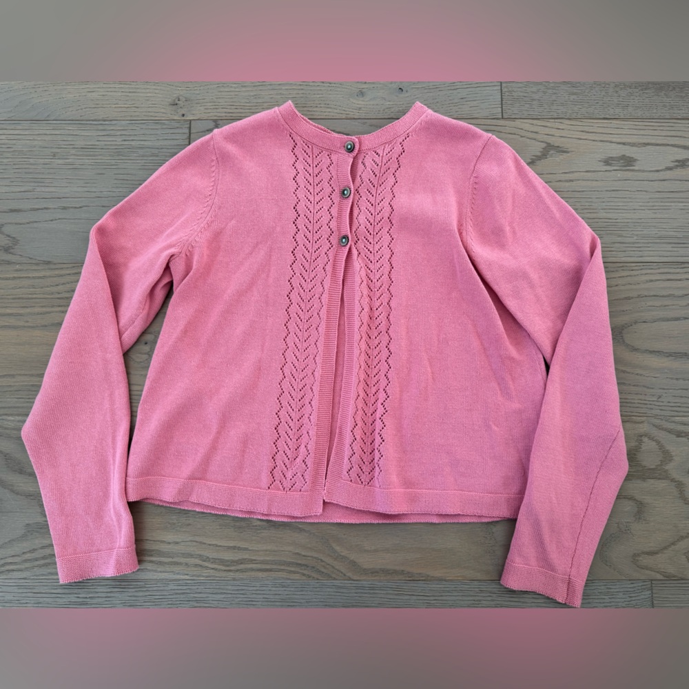 Mini Boden Pointelle Cotton Cardigan Dusty Pink Size 11-12